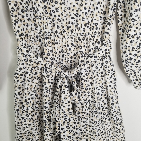 J. Crew Lightweight Cotton Puff Long Sleeve Cheetah Print Dress XS Ruffles - Picture 2 of 16